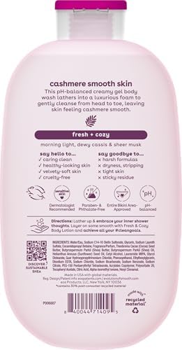 eos Cashmere Body Wash – Jasmine Peach, Moisturizing Body Wash, Creamy Gel Formula, with Shea Butter, Glycerin, Vitamin E, pH Balanced, Sensitive Skin, Vegan, 16 fl oz