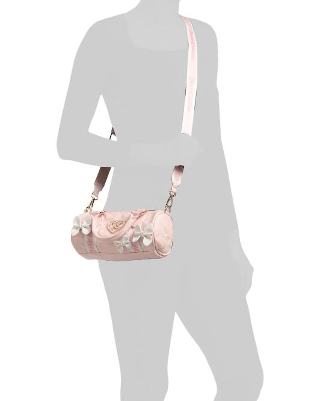 Juicy Couture Save the Best for Last Mini Barrel Satchel Bag, Quilted Logo Handbag with Bow Accents, 9 x 5 Inches