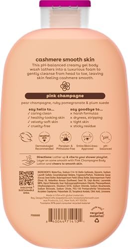 eos Cashmere Body Wash – Jasmine Peach, Moisturizing Body Wash, Creamy Gel Formula, with Shea Butter, Glycerin, Vitamin E, pH Balanced, Sensitive Skin, Vegan, 16 fl oz