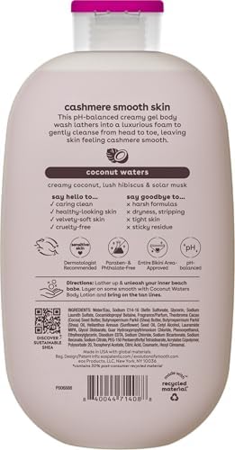 eos Cashmere Body Wash – Jasmine Peach, Moisturizing Body Wash, Creamy Gel Formula, with Shea Butter, Glycerin, Vitamin E, pH Balanced, Sensitive Skin, Vegan, 16 fl oz