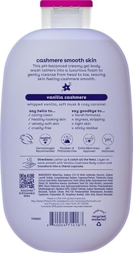 eos Cashmere Body Wash – Jasmine Peach, Moisturizing Body Wash, Creamy Gel Formula, with Shea Butter, Glycerin, Vitamin E, pH Balanced, Sensitive Skin, Vegan, 16 fl oz