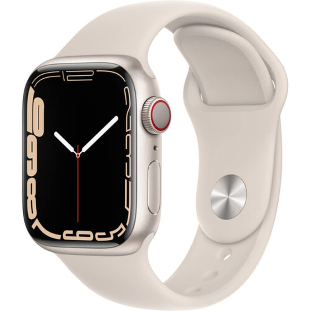 Apple Watch Series 7 (GPS + Cellular, 45MM) Space Black Titanium Case with Black Sport Band (Renewed)