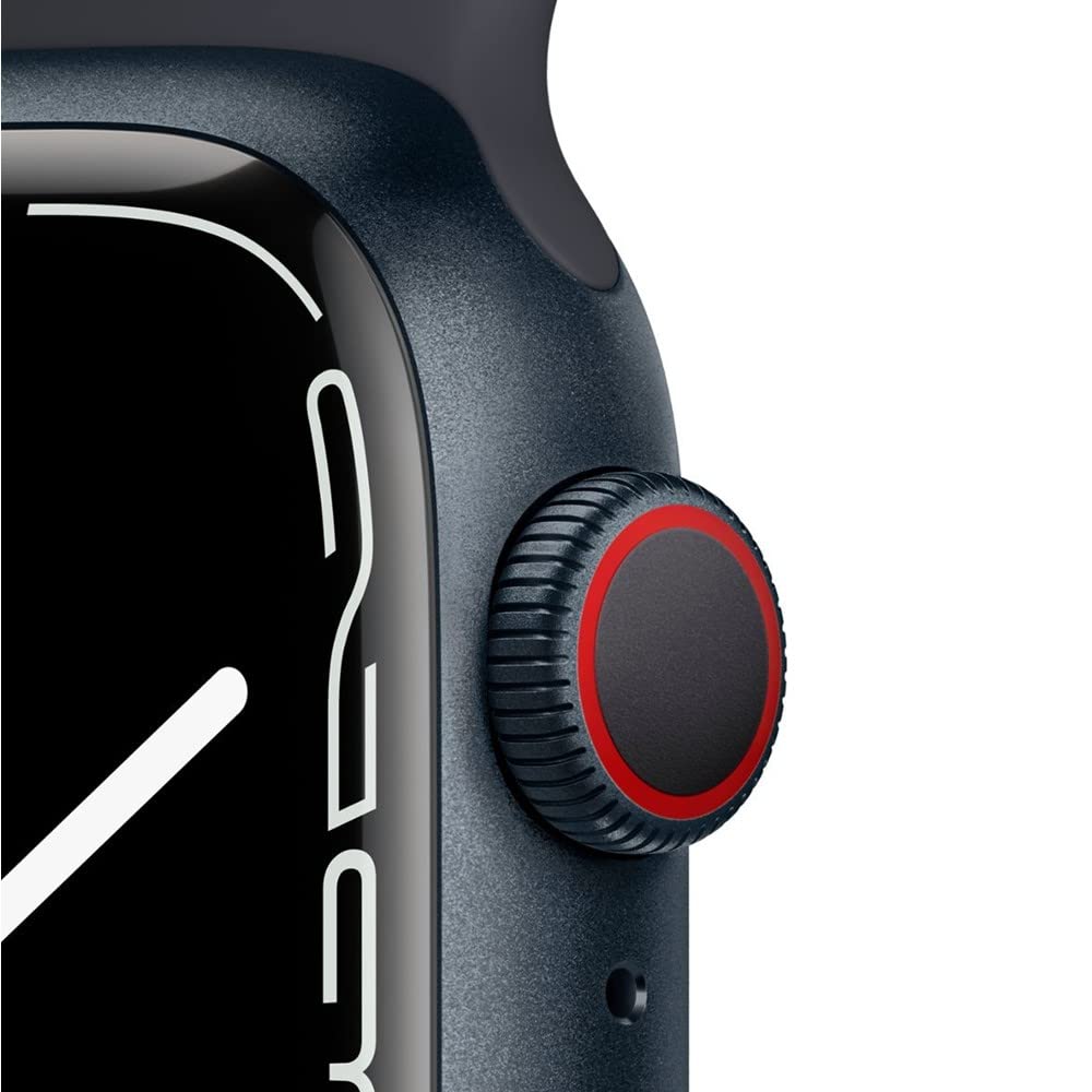 Apple Watch Series 7 (GPS + Cellular, 45MM) Space Black Titanium Case with Black Sport Band (Renewed)