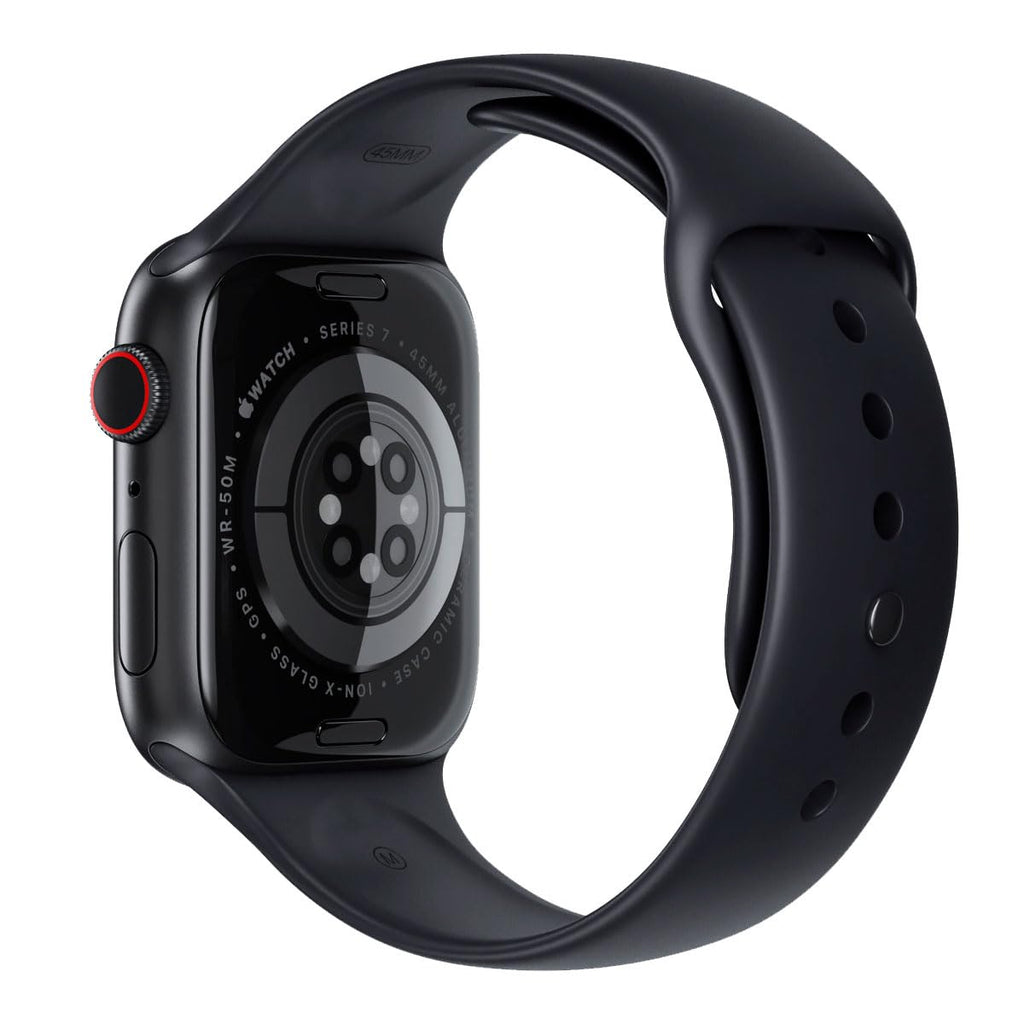 Apple Watch Series 7 (GPS + Cellular, 45MM) Space Black Titanium Case with Black Sport Band (Renewed)