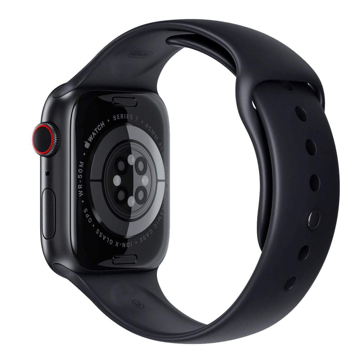 Apple Watch Series 7 (GPS + Cellular, 45MM) Space Black Titanium Case with Black Sport Band (Renewed)