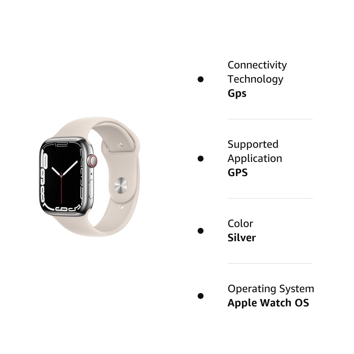 Apple Watch Series 7 (GPS + Cellular, 45MM) Space Black Titanium Case with Black Sport Band (Renewed)