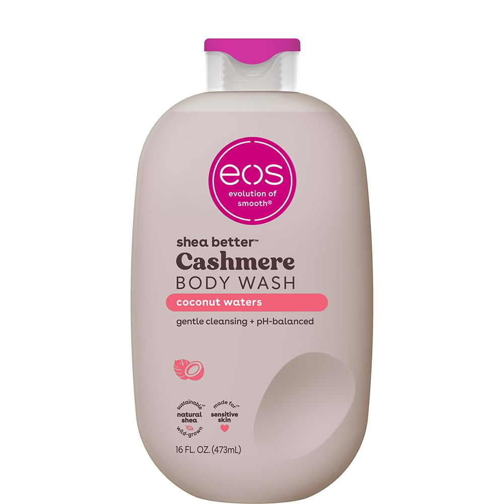 eos Cashmere Body Wash – Jasmine Peach, Moisturizing Body Wash, Creamy Gel Formula, with Shea Butter, Glycerin, Vitamin E, pH Balanced, Sensitive Skin, Vegan, 16 fl oz