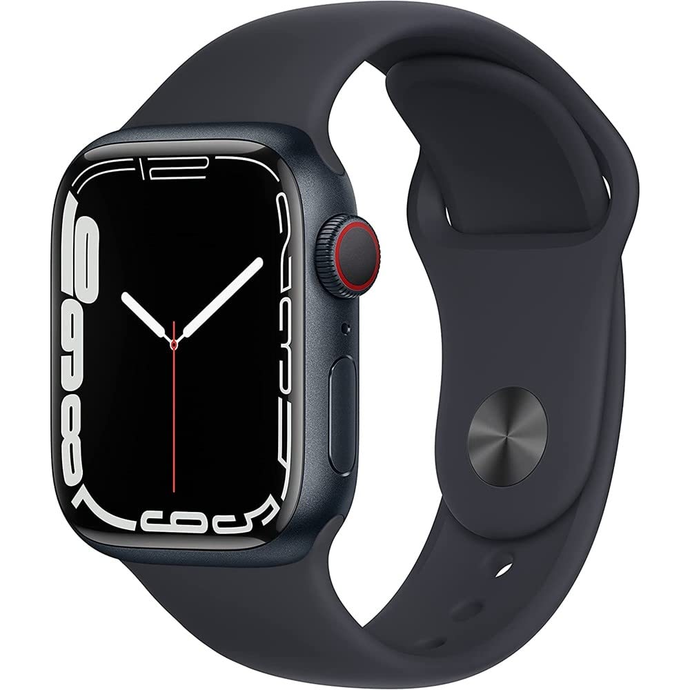 Apple Watch Series 7 (GPS + Cellular, 45MM) Space Black Titanium Case with Black Sport Band (Renewed)