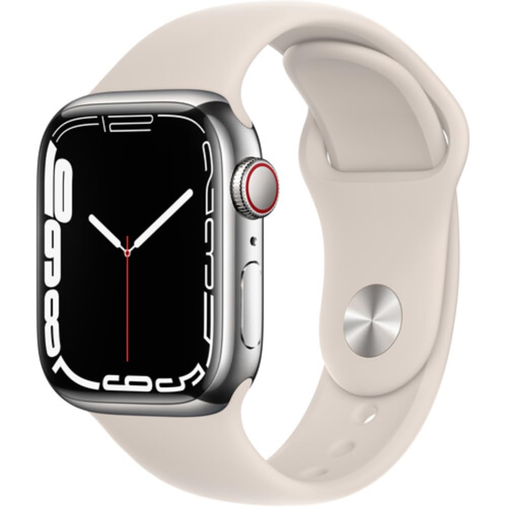 Apple Watch Series 7 (GPS + Cellular, 45MM) Space Black Titanium Case with Black Sport Band (Renewed)