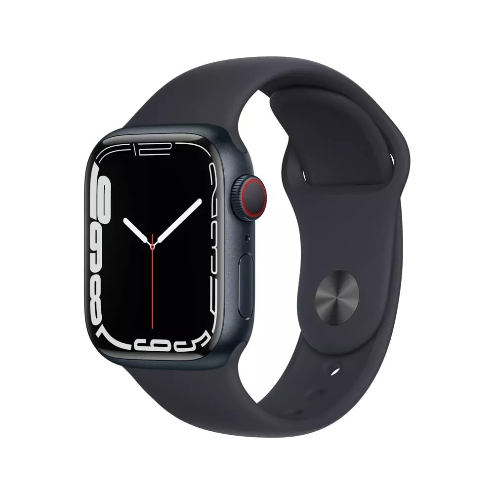 Apple Watch Series 7 (GPS + Cellular, 45MM) Space Black Titanium Case with Black Sport Band (Renewed)
