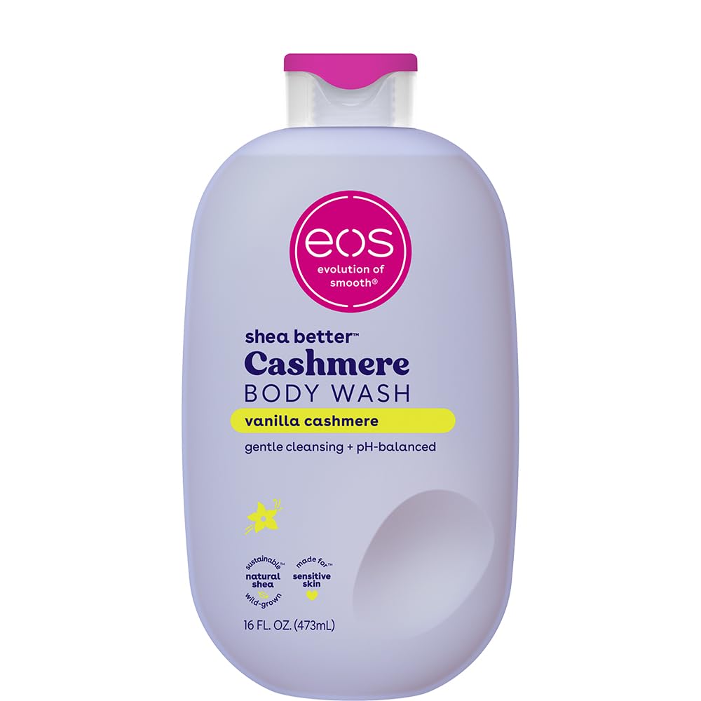 eos Cashmere Body Wash – Jasmine Peach, Moisturizing Body Wash, Creamy Gel Formula, with Shea Butter, Glycerin, Vitamin E, pH Balanced, Sensitive Skin, Vegan, 16 fl oz