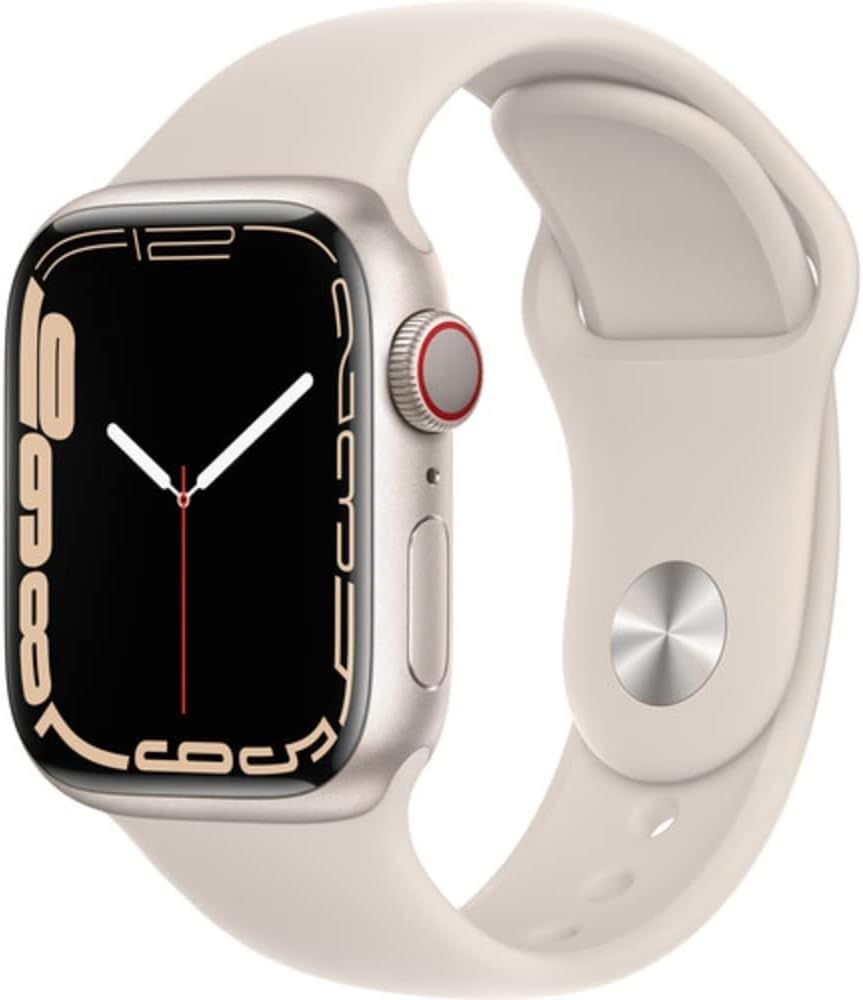 Apple Watch Series 7 (GPS + Cellular, 45MM) Space Black Titanium Case with Black Sport Band (Renewed)