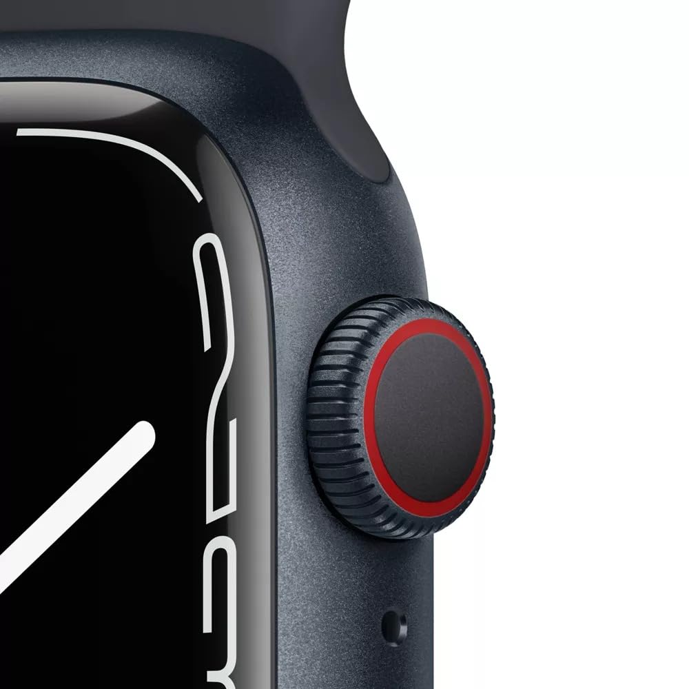 Apple Watch Series 7 (GPS + Cellular, 45MM) Space Black Titanium Case with Black Sport Band (Renewed)