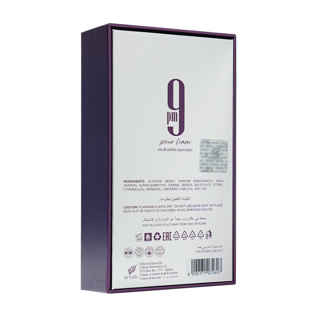 Afnan 9 PM Night Out Unisex Extrait de Parfum, 3.4 Fl. Oz
