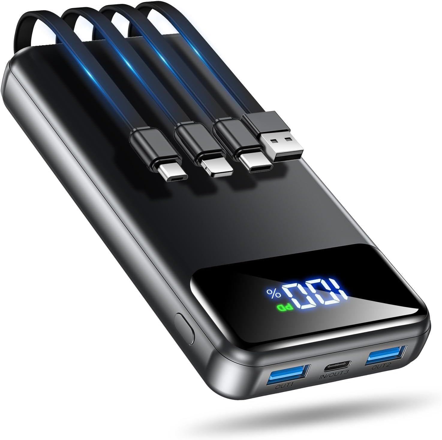 OHOVIV Portable Charger Power Bank 50000mAh Battery Pack, 22.5W Fast Charging PowerBank with Built in Cables,Travel Essential USB-C Portable Phone Charger for iPhone Samsung Pixel Android iPad-Blue