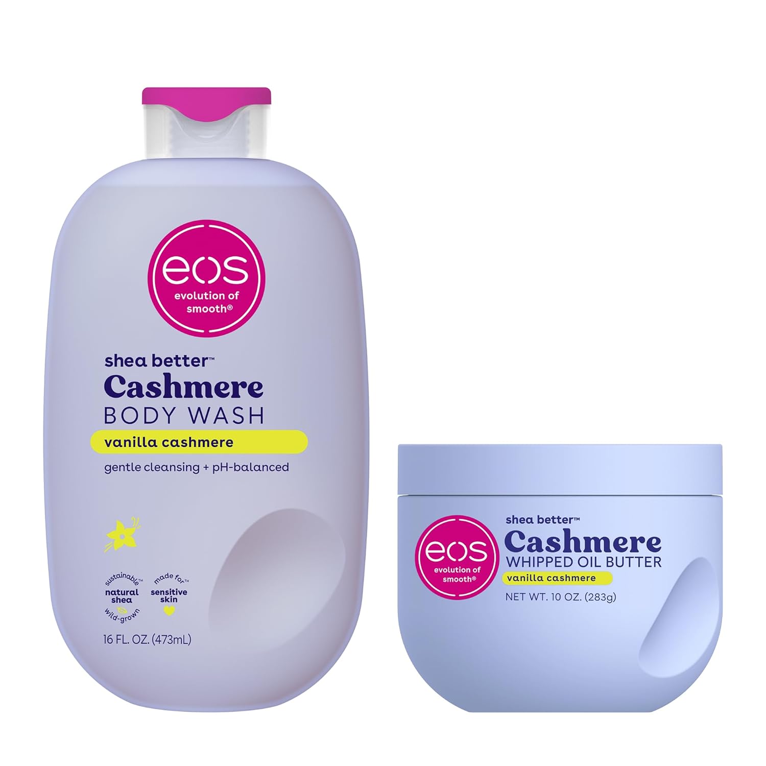 eos Cashmere Body Wash – Jasmine Peach, Moisturizing Body Wash, Creamy Gel Formula, with Shea Butter, Glycerin, Vitamin E, pH Balanced, Sensitive Skin, Vegan, 16 fl oz