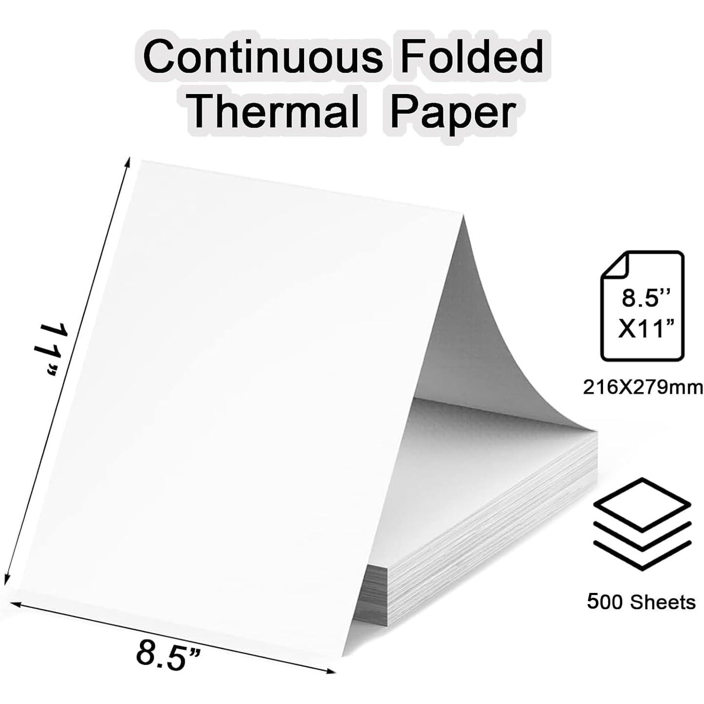 300 Sheets Thermal Printer Paper Continuous Folded 8.5 x 11 Inches US Letter Size Office Paper Products for PD-A4/ M832D/ M08F Portable Printer, Inkless and Wireless Printers, Advanced Value Set.