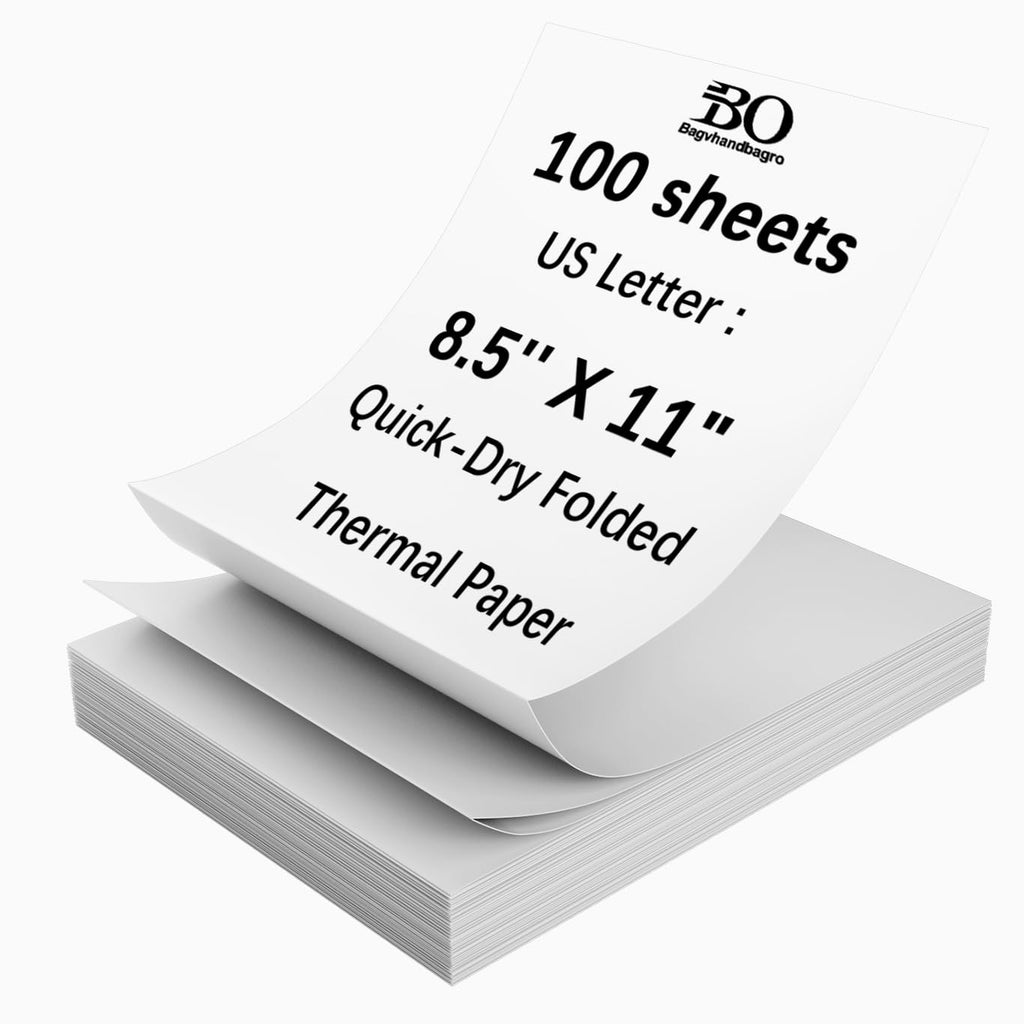 300 Sheets Thermal Printer Paper Continuous Folded 8.5 x 11 Inches US Letter Size Office Paper Products for PD-A4/ M832D/ M08F Portable Printer, Inkless and Wireless Printers, Advanced Value Set.