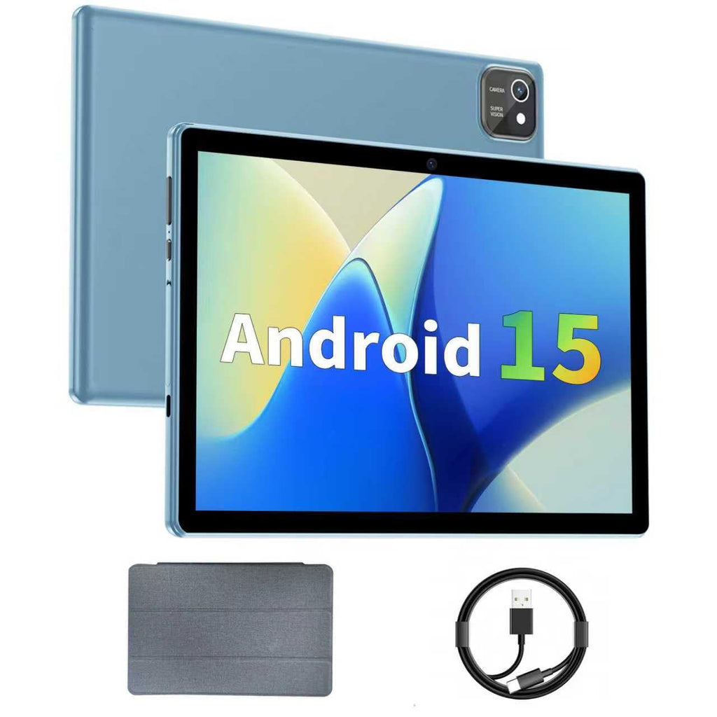 aiprotablet Tablet 10 inch Android 15 Tablets, 12GB RAM 64GB ROM 1TB Expand, Quad-Core Processor, 1280x800 LCD Touch Screen, WiFi 5, Dual Camera, BT5.0, 6000mAh Battery (Blue)