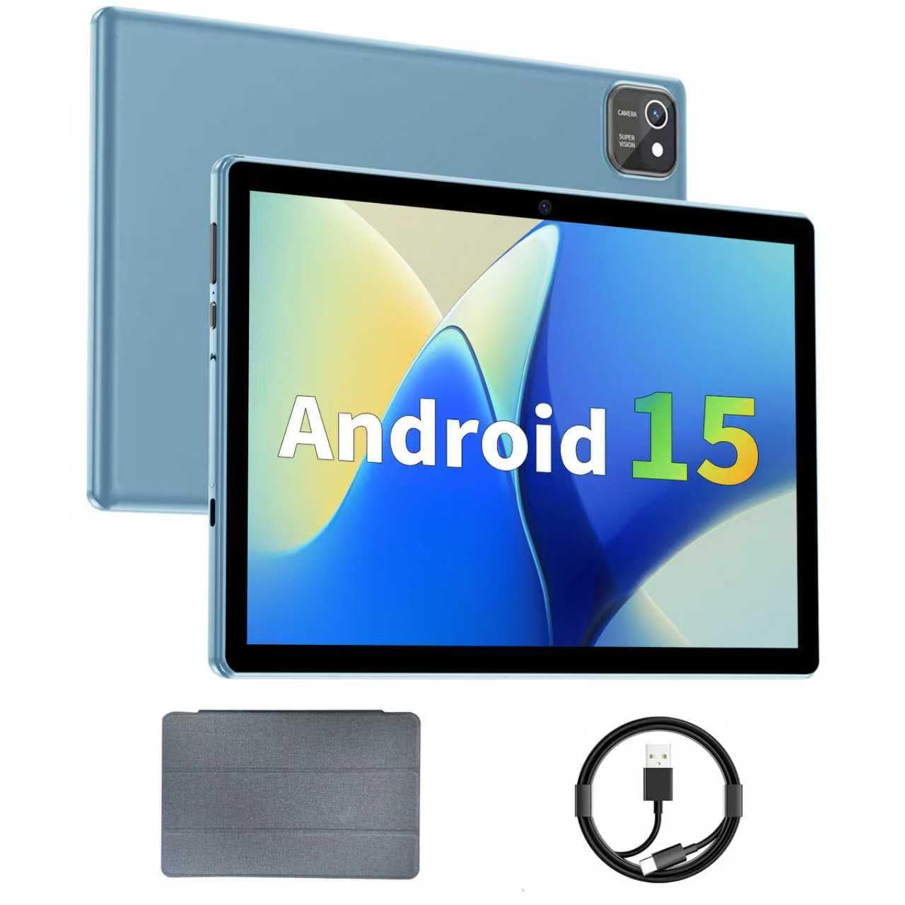 aiprotablet Tablet 10 inch Android 15 Tablets, 12GB RAM 64GB ROM 1TB Expand, Quad-Core Processor, 1280x800 LCD Touch Screen, WiFi 5, Dual Camera, BT5.0, 6000mAh Battery (Blue)