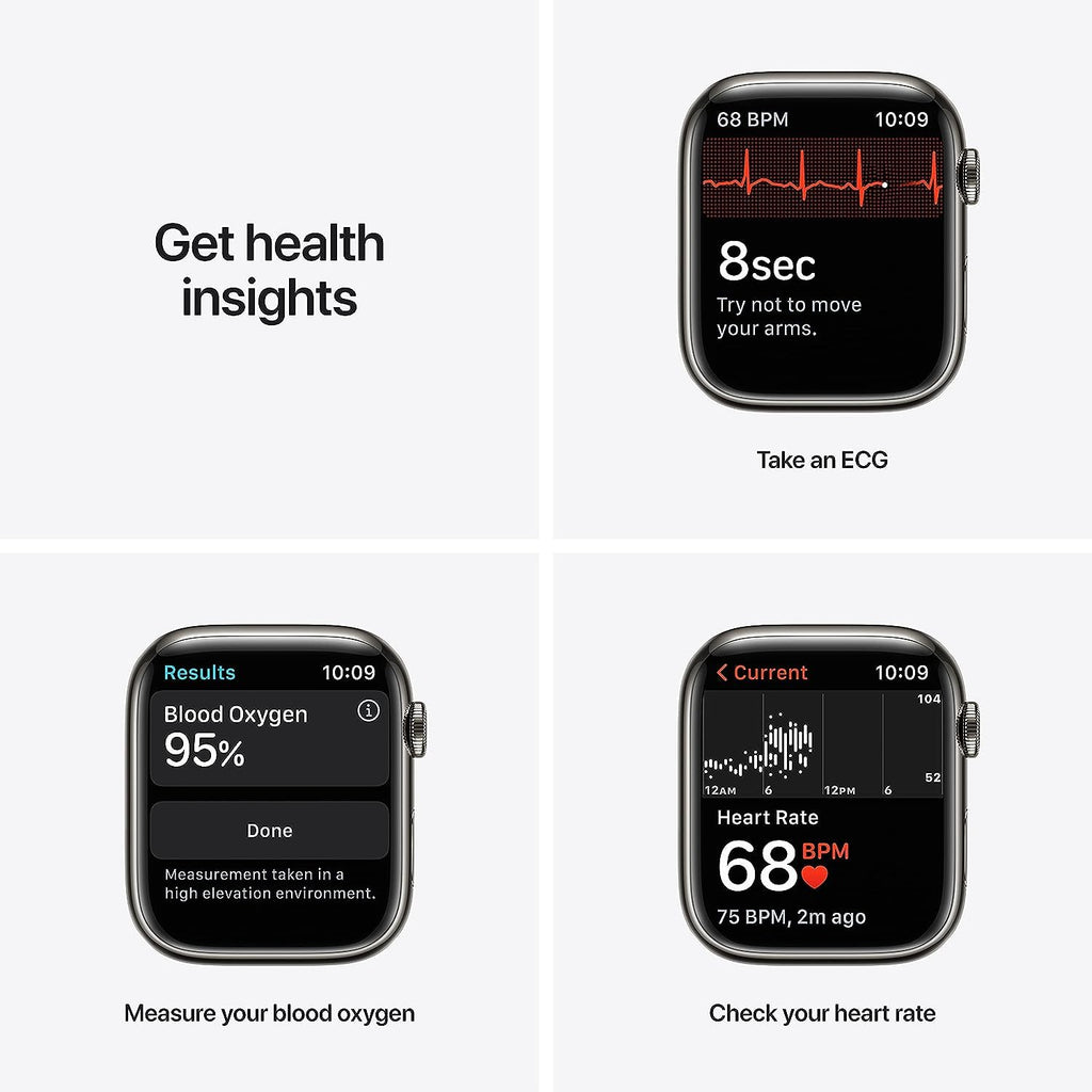 Apple Watch Series 7 (GPS + Cellular, 45MM) Space Black Titanium Case with Black Sport Band (Renewed)