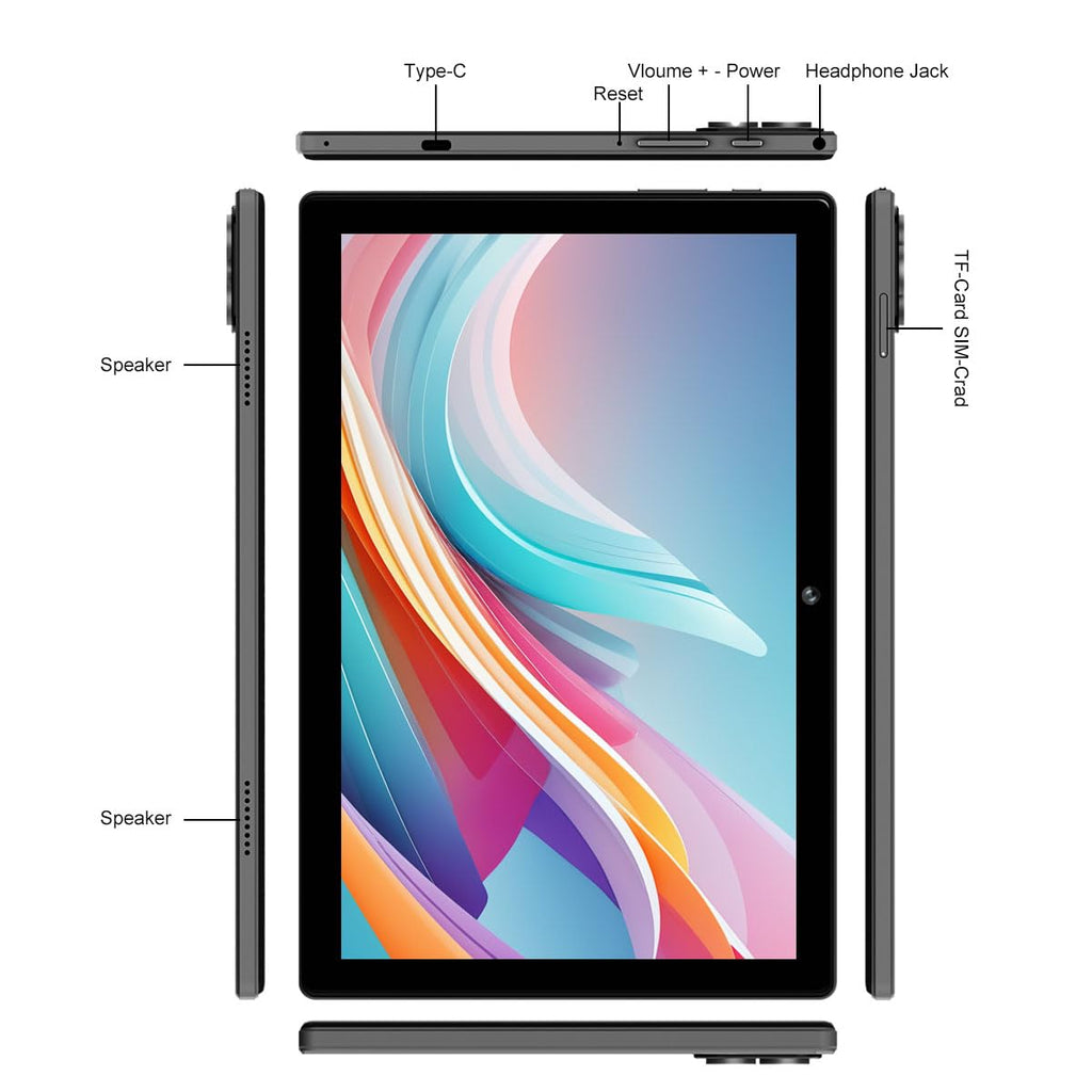 Crelander 10.1 Inch Android 13 Tablet with SIM Card Slot 4G LTE Calling,12GB+512GB, 8000mAh Battery, Dual Camera, Bluetooth/WiFi, Bundle with Case, Keyboard, Mouse & Stylus (Grey Black)