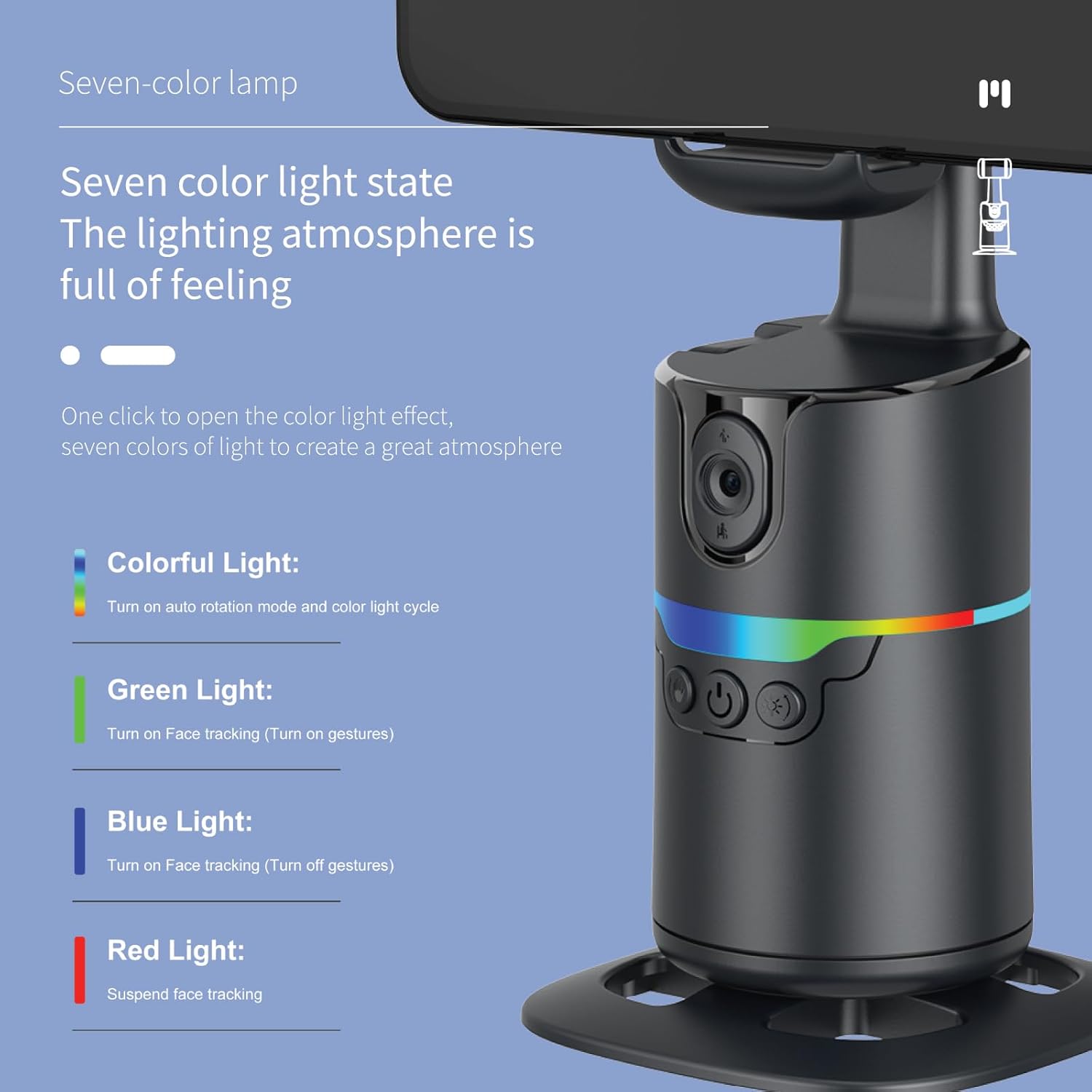 Auto Face Tracking Tripod Desk Mount, 360 Rotating Phone Stand with 2 Fill Lights and Remote, AI Motion Tracking Phone Holder for iPhone Android, Gesture Control, No App, Content Creator Vlogging Kit
