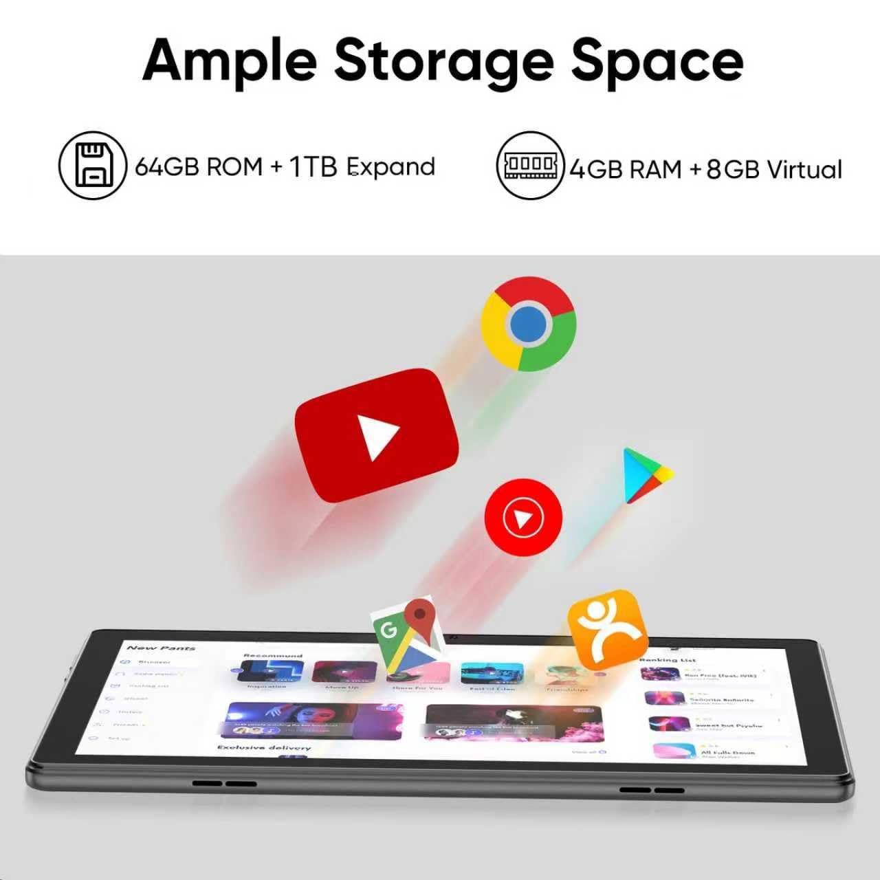 aiprotablet Tablet 10 inch Android 15 Tablets, 12GB RAM 64GB ROM 1TB Expand, Quad-Core Processor, 1280x800 LCD Touch Screen, WiFi 5, Dual Camera, BT5.0, 6000mAh Battery (Blue)