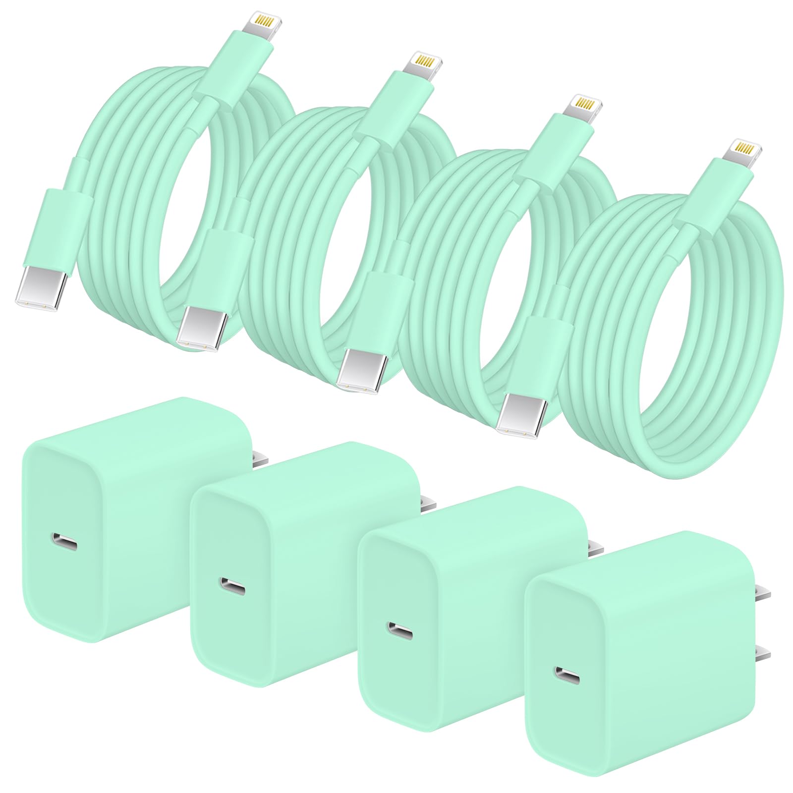 AISNI iPhone Charger Fast Charging 4 Pack 20W PD USB C Charger Block with 6 FT MFi Certified iPhone 14/13 Fast Charging Cable Compatible for iPhone 14/13/12/11 Pro Max/Xs Max/XR/X,iPad-Blue