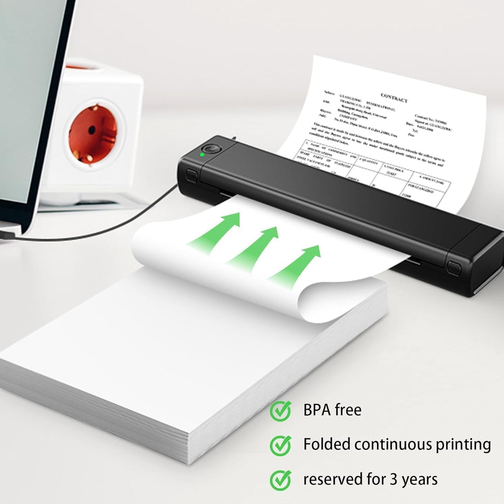 300 Sheets Thermal Printer Paper Continuous Folded 8.5 x 11 Inches US Letter Size Office Paper Products for PD-A4/ M832D/ M08F Portable Printer, Inkless and Wireless Printers, Advanced Value Set.