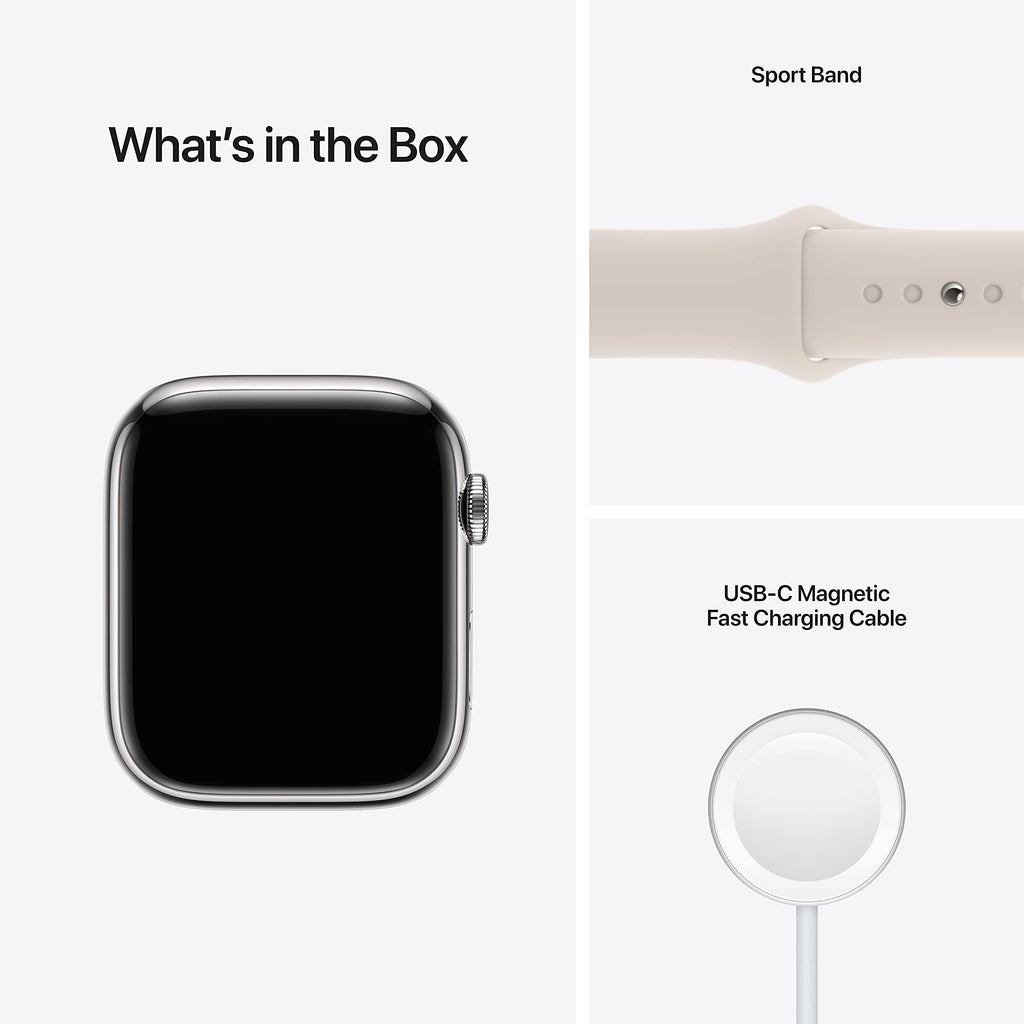 Apple Watch Series 7 (GPS + Cellular, 45MM) Space Black Titanium Case with Black Sport Band (Renewed)