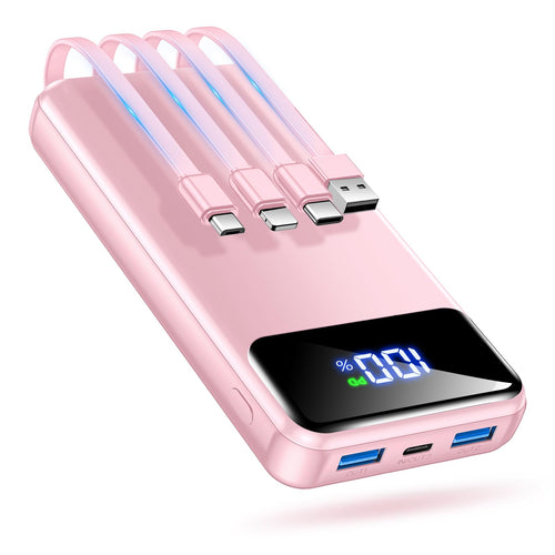 OHOVIV Portable Charger Power Bank 50000mAh Battery Pack, 22.5W Fast Charging PowerBank with Built in Cables,Travel Essential USB-C Portable Phone Charger for iPhone Samsung Pixel Android iPad-Blue