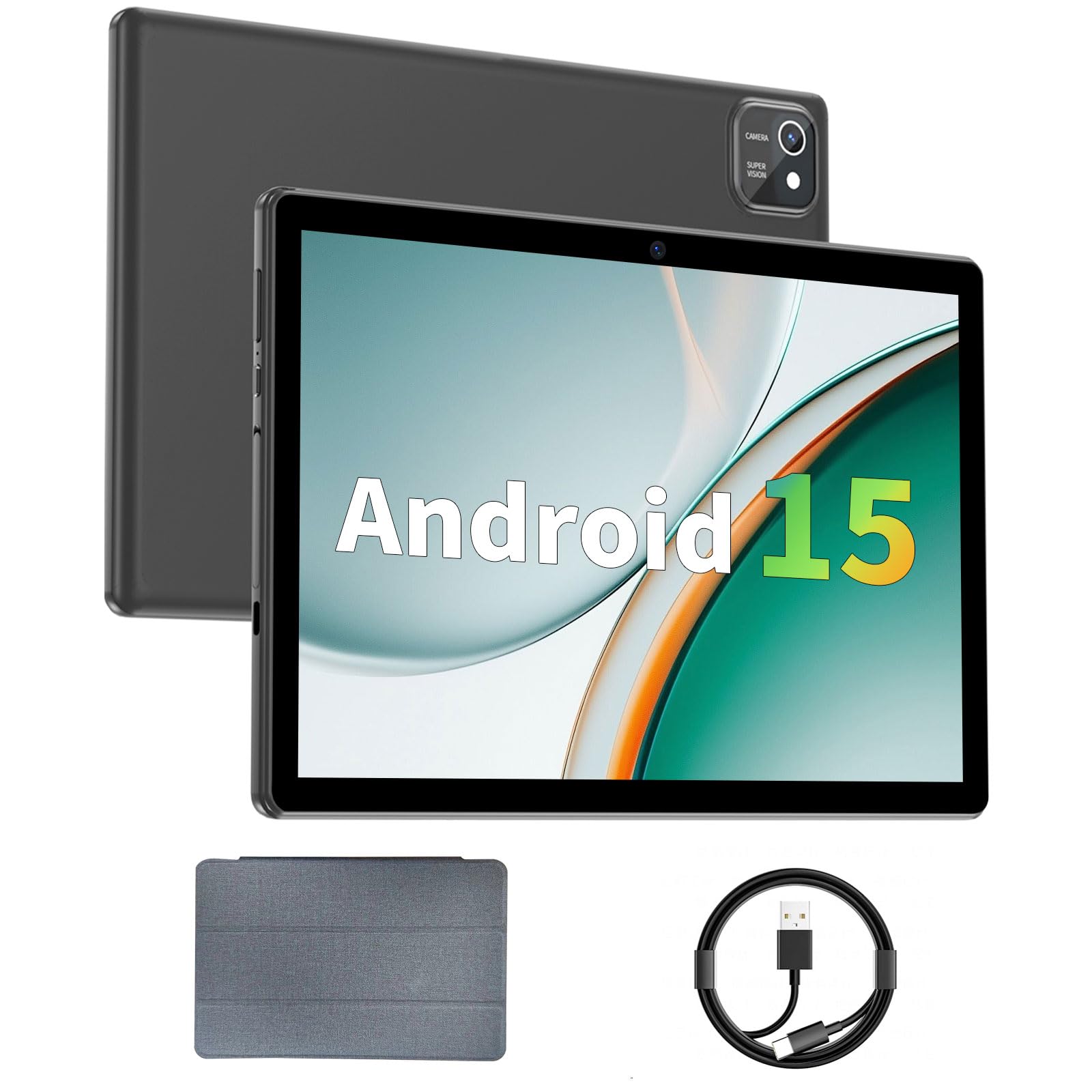 aiprotablet Tablet 10 inch Android 15 Tablets, 12GB RAM 64GB ROM 1TB Expand, Quad-Core Processor, 1280x800 LCD Touch Screen, WiFi 5, Dual Camera, BT5.0, 6000mAh Battery (Blue)