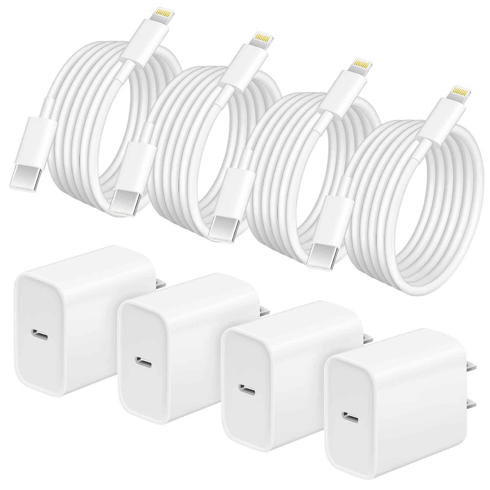AISNI iPhone Charger Fast Charging 4 Pack 20W PD USB C Charger Block with 6 FT MFi Certified iPhone 14/13 Fast Charging Cable Compatible for iPhone 14/13/12/11 Pro Max/Xs Max/XR/X,iPad-Blue