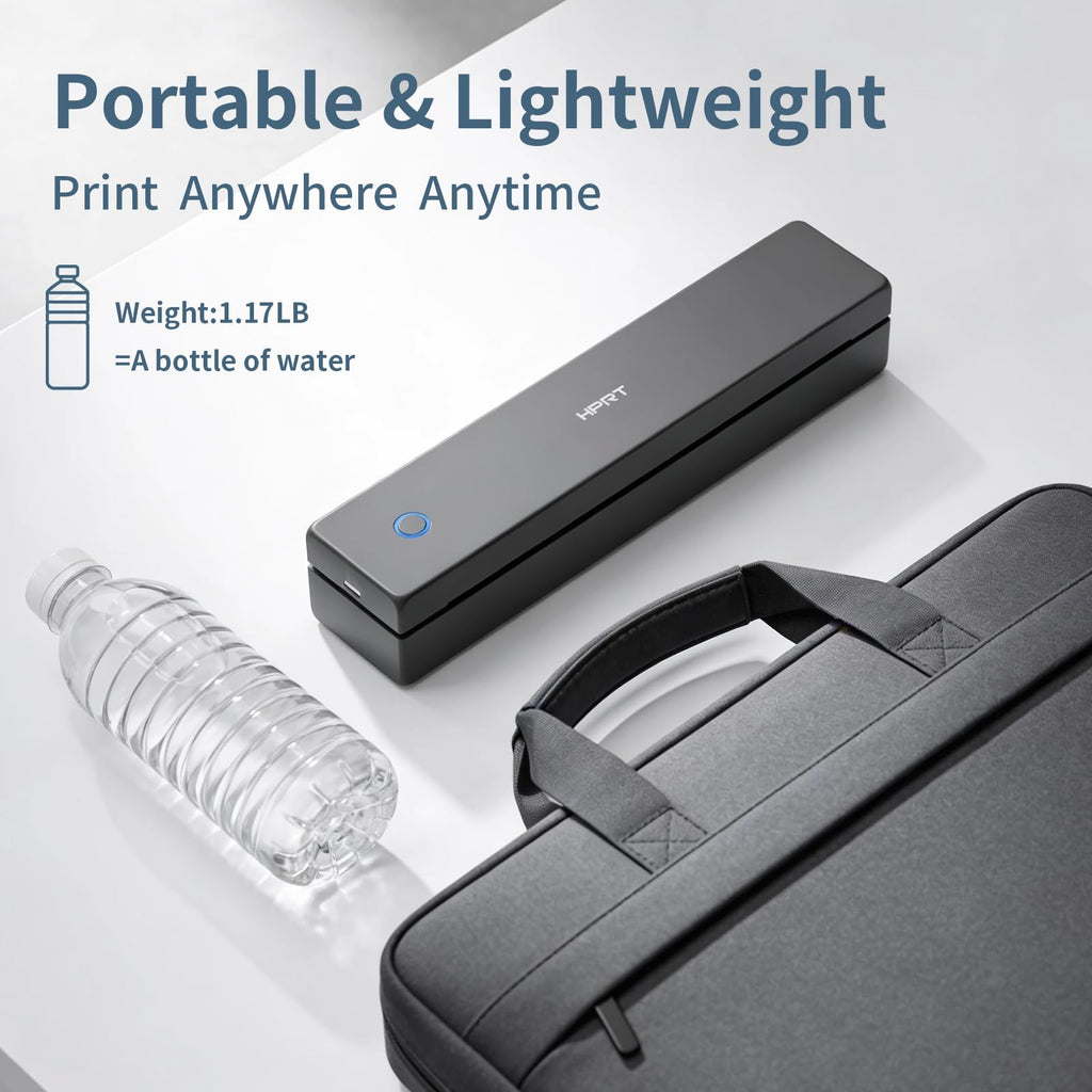 HPRT Inkless Portable Printer Wireless for Travel,Thermal Printer Supports 8.5" x 11" US Letter&A4&A5,Compatible with iOS,Android, Laptop, MT620,203 DPI,Black