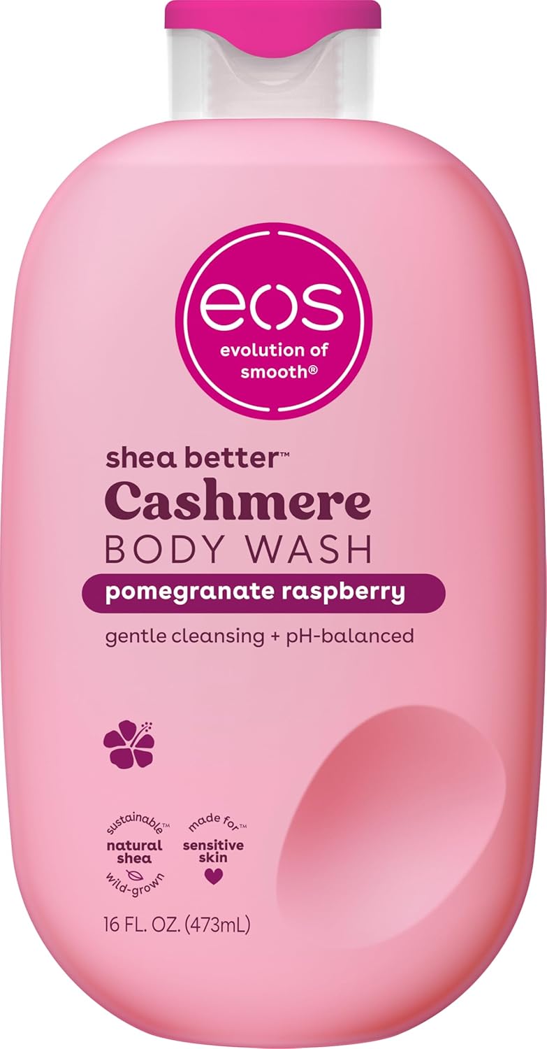 eos Cashmere Body Wash – Jasmine Peach, Moisturizing Body Wash, Creamy Gel Formula, with Shea Butter, Glycerin, Vitamin E, pH Balanced, Sensitive Skin, Vegan, 16 fl oz
