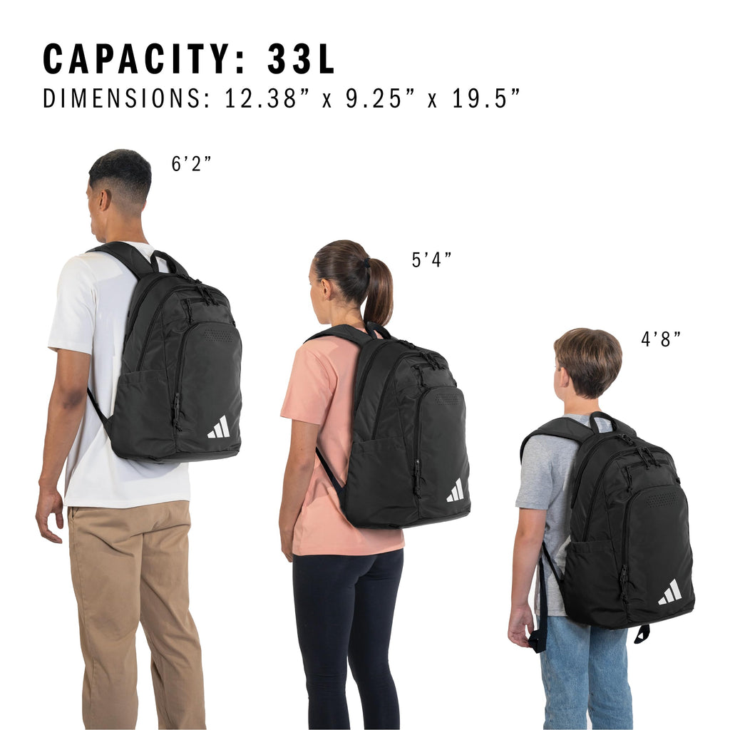 adidas Defender 5 Backpack for Sports, Gym, School and Travel, 33L, White/Gold Metallic/Black, OSFA
