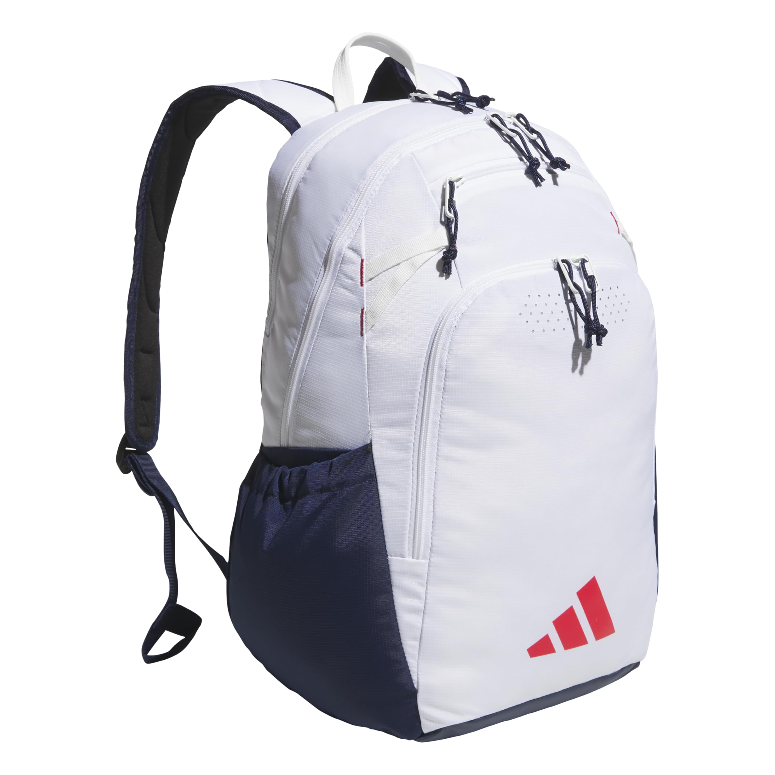 adidas Defender 5 Backpack for Sports, Gym, School and Travel, 33L, White/Gold Metallic/Black, OSFA
