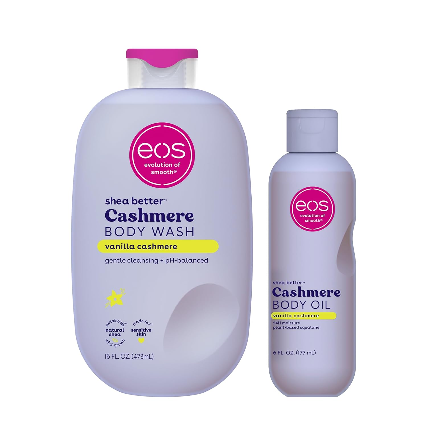 eos Cashmere Body Wash – Jasmine Peach, Moisturizing Body Wash, Creamy Gel Formula, with Shea Butter, Glycerin, Vitamin E, pH Balanced, Sensitive Skin, Vegan, 16 fl oz