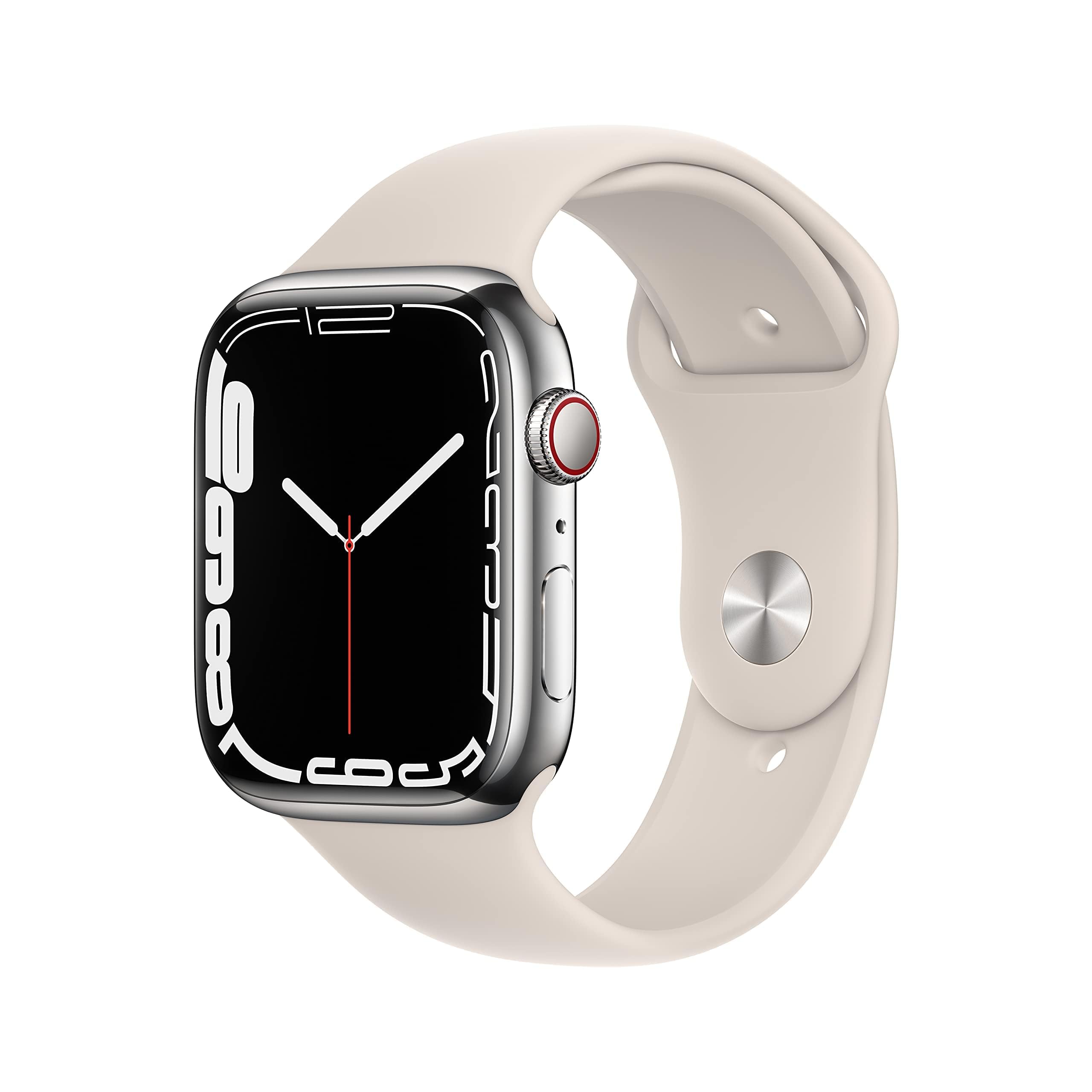 Apple Watch Series 7 (GPS + Cellular, 45MM) Space Black Titanium Case with Black Sport Band (Renewed)