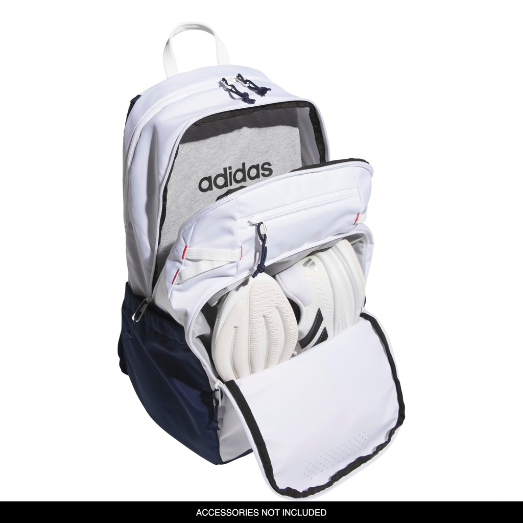 adidas Defender 5 Backpack for Sports, Gym, School and Travel, 33L, White/Gold Metallic/Black, OSFA
