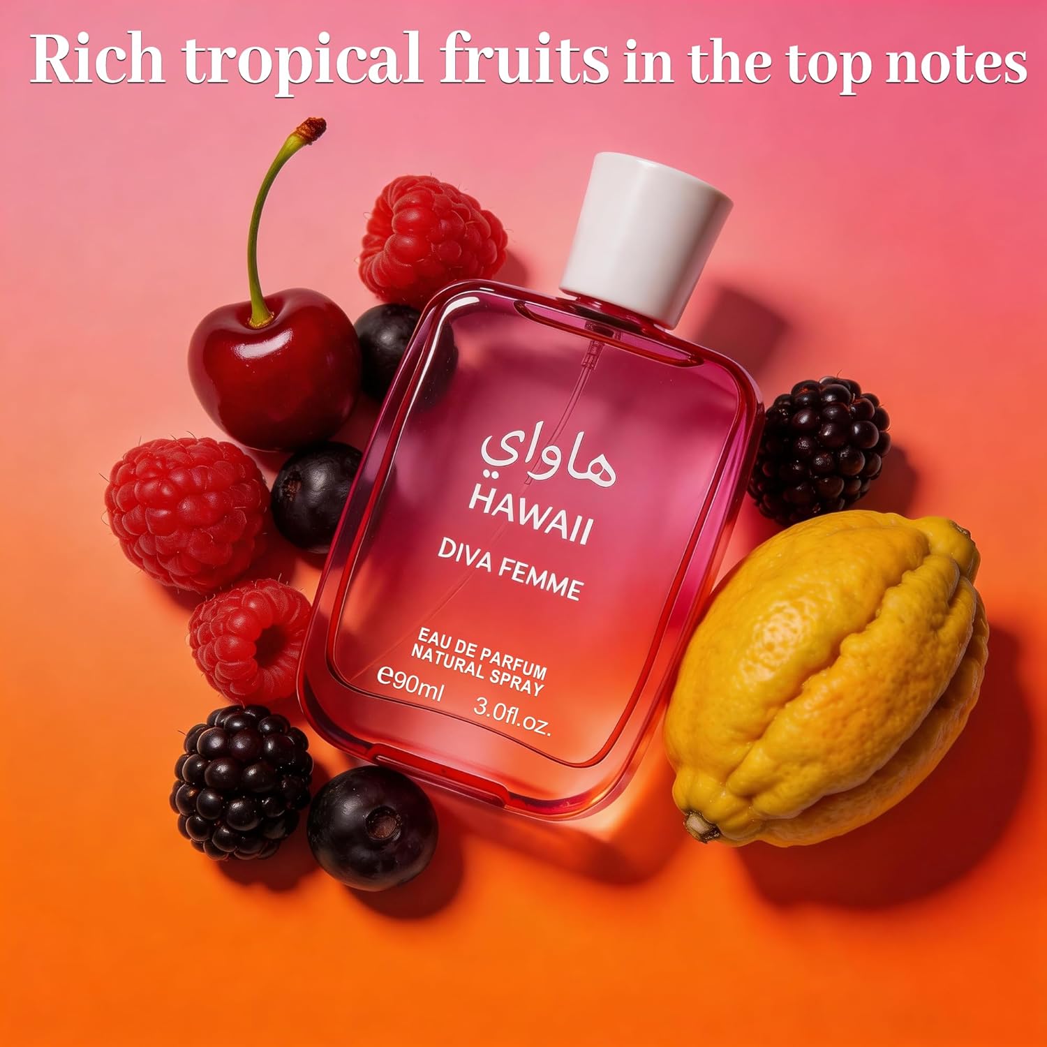 A CENTER Hawaii Diva Femme Women's Eau de Parfum 3.0 Fl Oz Floral Fruity Cologne Rose Musk Scent Gift for Her