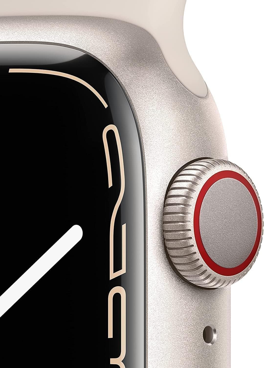 Apple Watch Series 7 (GPS + Cellular, 45MM) Space Black Titanium Case with Black Sport Band (Renewed)