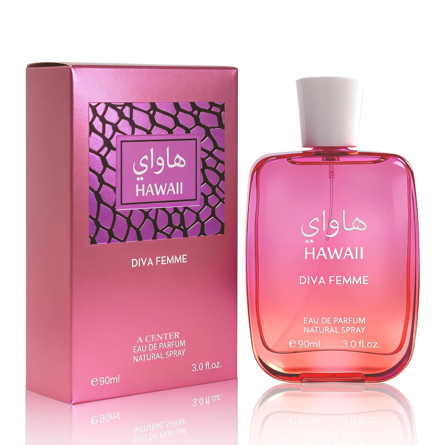 A CENTER Hawaii Diva Femme Women's Eau de Parfum 3.0 Fl Oz Floral Fruity Cologne Rose Musk Scent Gift for Her