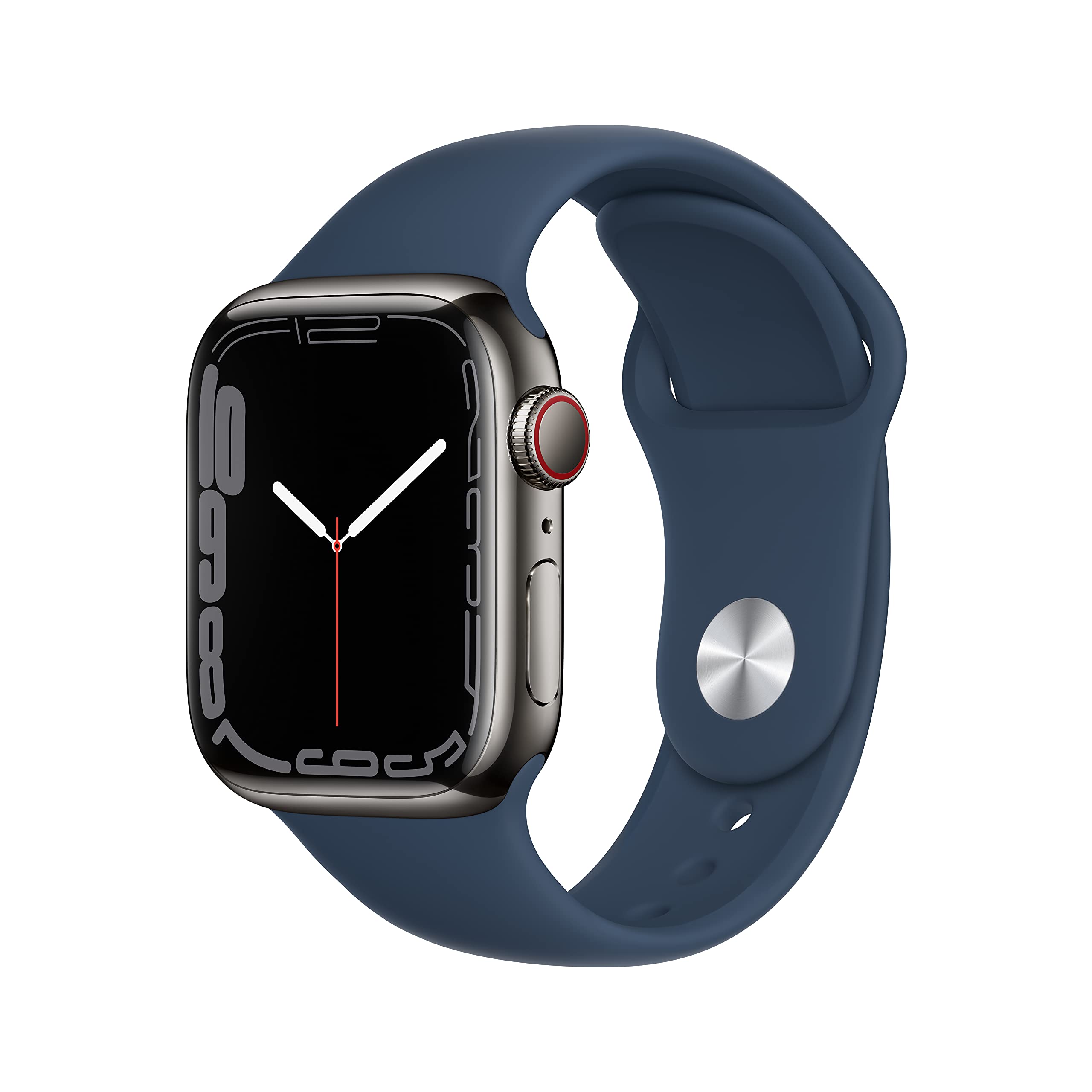 Apple Watch Series 7 (GPS + Cellular, 45MM) Space Black Titanium Case with Black Sport Band (Renewed)