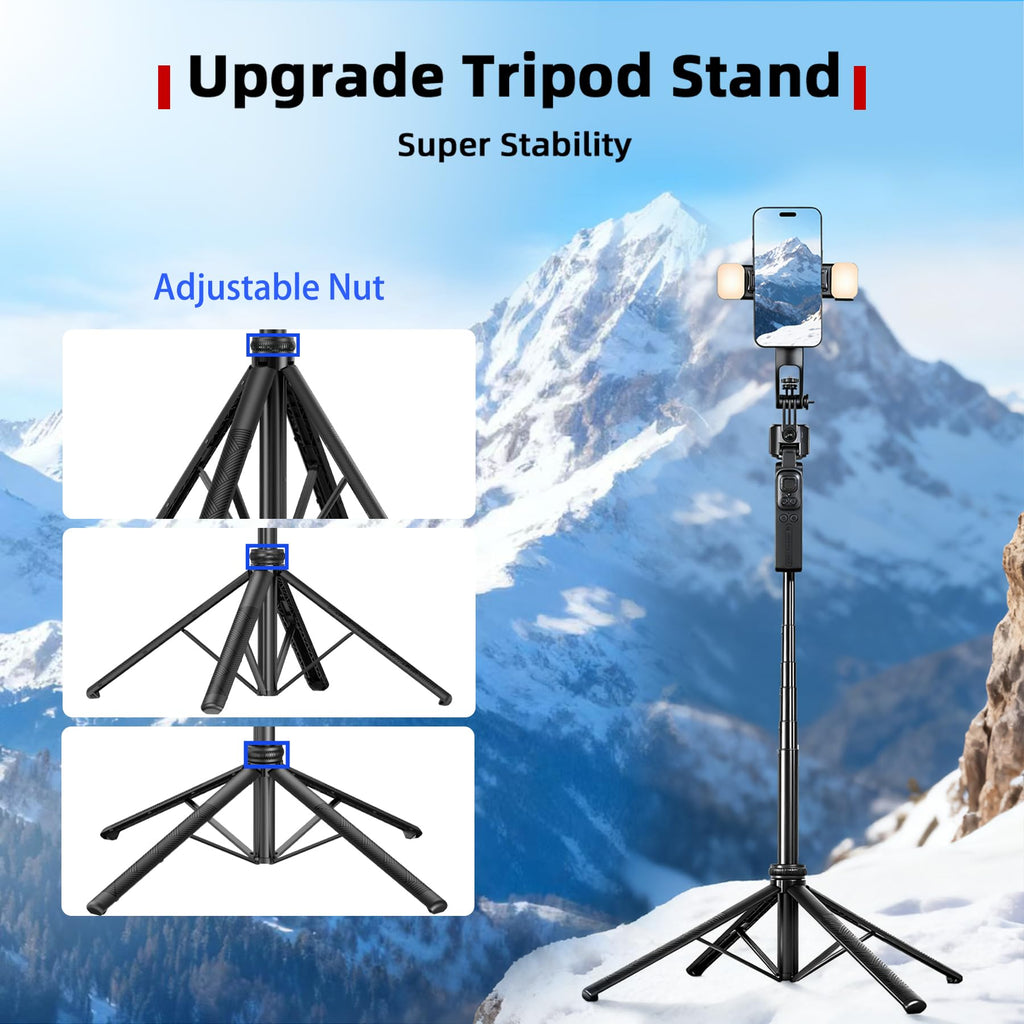 Auto Face Tracking Selfie Stick Tripod for iPhone with Light 360 Rotation that Follows Your Movement 70.9" Camera Tripod Stand with Remote for Content Creator Vlog Live Stream Video Recording