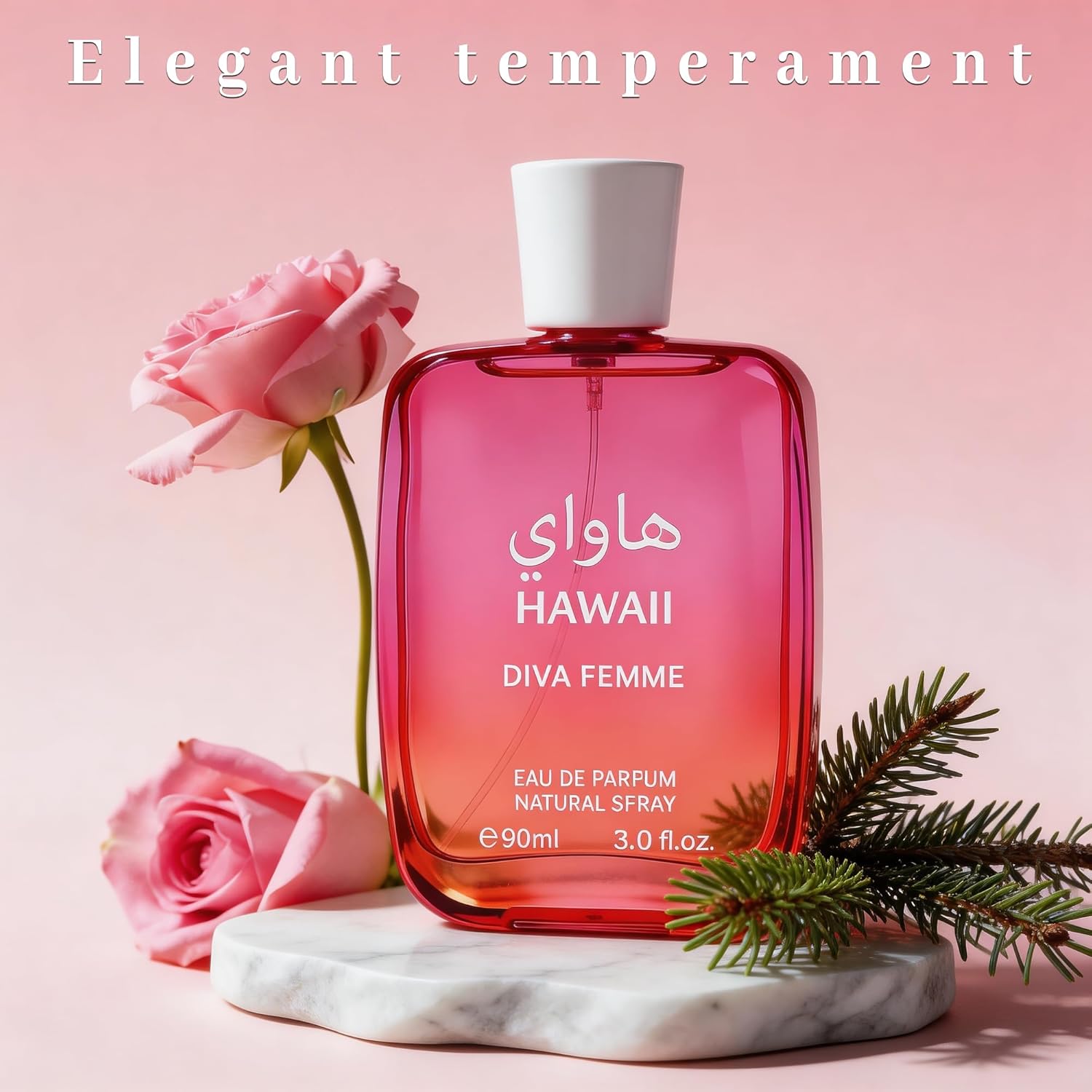 A CENTER Hawaii Diva Femme Women's Eau de Parfum 3.0 Fl Oz Floral Fruity Cologne Rose Musk Scent Gift for Her