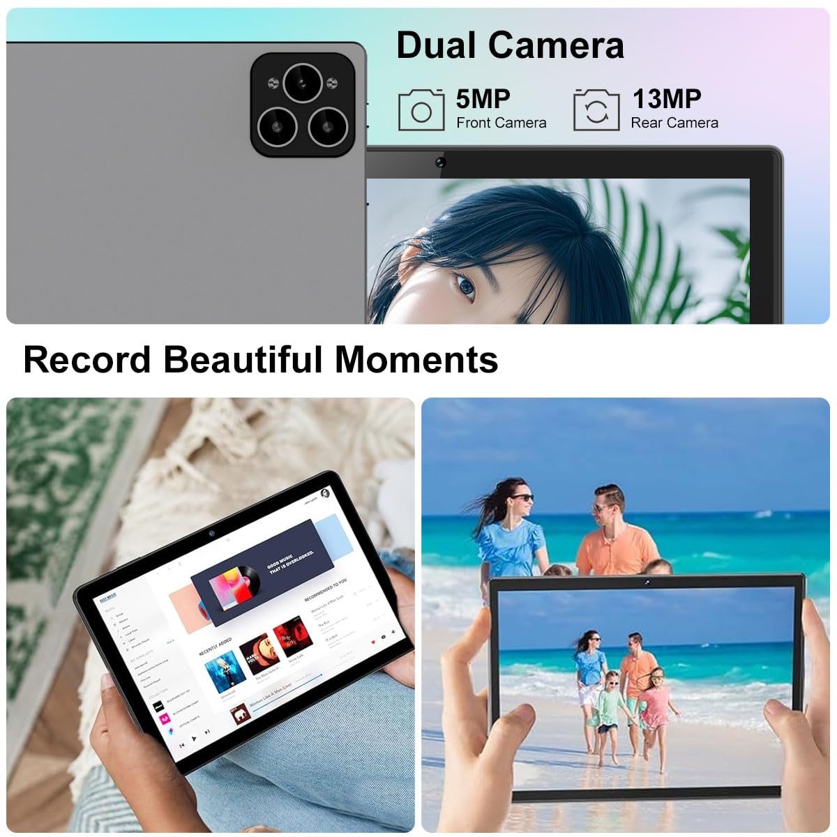 Crelander 10.1 Inch Android 13 Tablet with SIM Card Slot 4G LTE Calling,12GB+512GB, 8000mAh Battery, Dual Camera, Bluetooth/WiFi, Bundle with Case, Keyboard, Mouse & Stylus (Grey Black)