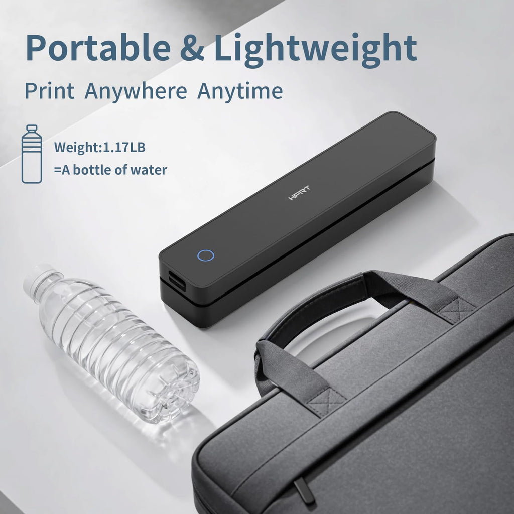 HPRT Inkless Portable Printer Wireless for Travel,Thermal Printer Supports 8.5" x 11" US Letter&A4&A5,Compatible with iOS,Android, Laptop, MT620,203 DPI,Black