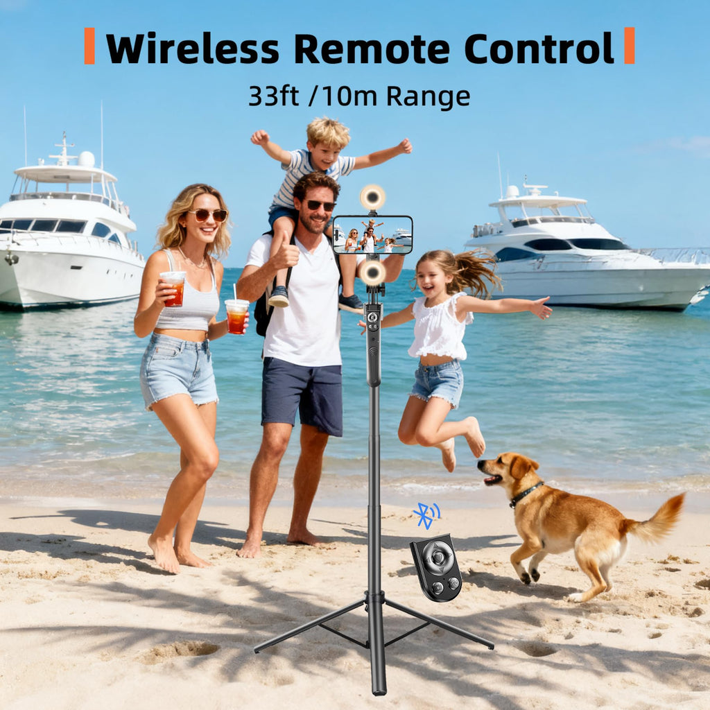 Auto Face Tracking Selfie Stick Tripod for iPhone with Light 360 Rotation that Follows Your Movement 70.9" Camera Tripod Stand with Remote for Content Creator Vlog Live Stream Video Recording
